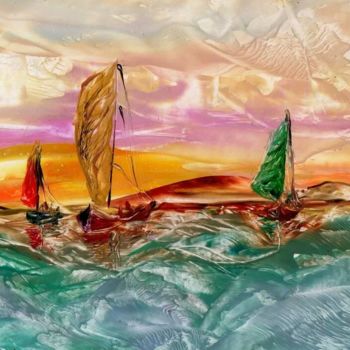 Pittura intitolato "Le vele colorate" da Svety Art, Opera d'arte originale