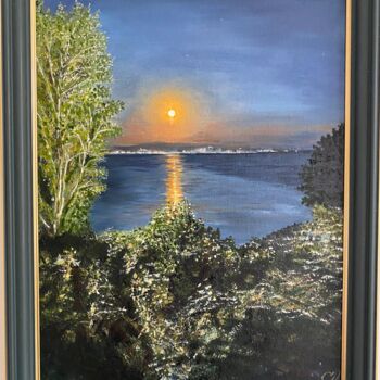 Painting titled "Full moon over Kass…" by Svetlana Pataridze, Original Artwork, Oil