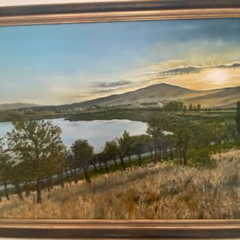 Pintura titulada "Sunset on Lake Lisi" por Svetlana Pataridze, Obra de arte original, Oleo