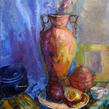 Картина под названием "Still life with vas…" - Svetlana Prokosheva, Подлинное произведение искусства, Масло