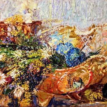 Painting titled "Still life. Vase,fl…" by Svetlana Prokosheva, Original Artwork, Oil