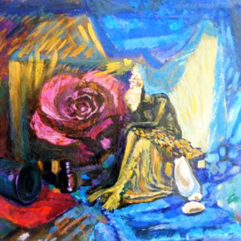 Картина под названием "Still life with ros…" - Svetlana Prokosheva, Подлинное произведение искусства, Гуашь