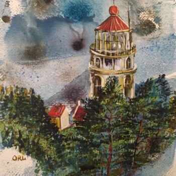 Peinture intitulée "Lighthouse Heseta H…" par Svetlana Pyzurenko, Œuvre d'art originale, Aquarelle