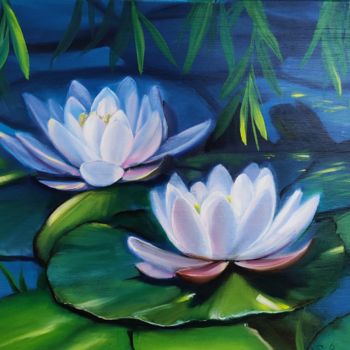 Peinture intitulée "Water lilies" par Svetlana Ranta, Œuvre d'art originale, Huile