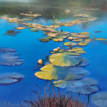 Ζωγραφική με τίτλο "Lake" από Svetlana Ranta, Αυθεντικά έργα τέχνης, Λάδι