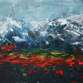 Pittura intitolato "mountains" da Svetlana Samovarova (SA.LANA), Opera d'arte originale, Olio