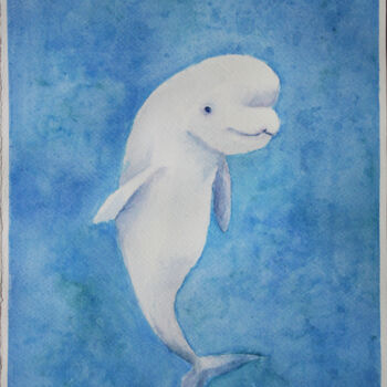 Peinture intitulée "Beluga" par Svetlana Samovarova (SA.LANA), Œuvre d'art originale, Aquarelle