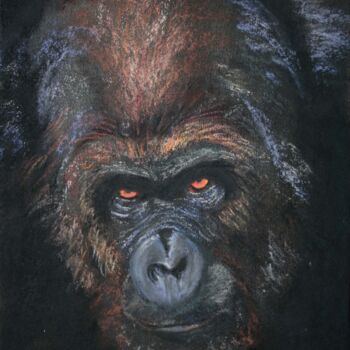 Dessin intitulée "Gorilla" par Svetlana Samovarova (SA.LANA), Œuvre d'art originale, Pastel