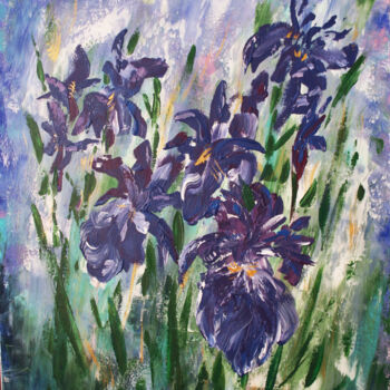 Peinture intitulée "Iris Purple" par Svetlana Samovarova (SA.LANA), Œuvre d'art originale, Acrylique
