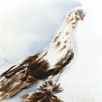 Painting titled "DOVE I" by Svetlana Samovarova (SA.LANA), Original Artwork, Watercolor