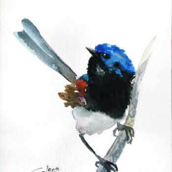 Schilderij getiteld "BIRD I" door Svetlana Samovarova (SA.LANA), Origineel Kunstwerk, Aquarel