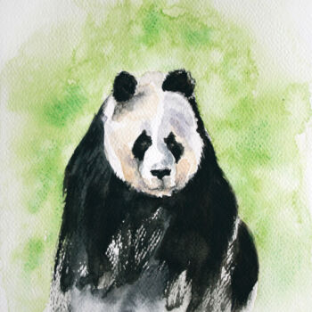 「Panda I」というタイトルの絵画 Svetlana Samovarova (SA.LANA)によって, オリジナルのアートワーク, 水彩画