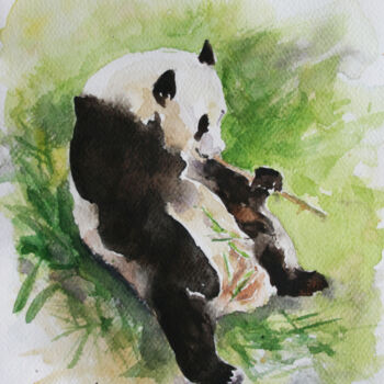 Painting titled "Panda II" by Svetlana Samovarova (SA.LANA), Original Artwork, Watercolor