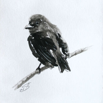 Drawing titled "BIRD III / Ink" by Svetlana Samovarova (SA.LANA), Original Artwork, Ink