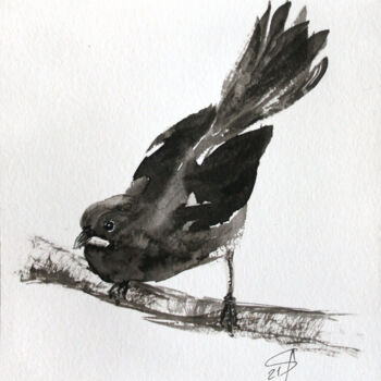 Dibujo titulada "BIRD IV / Ink" por Svetlana Samovarova (SA.LANA), Obra de arte original, Tinta