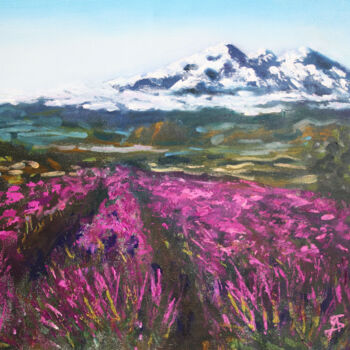 Painting titled "LAVENDER FIELDS AND…" by Svetlana Samovarova (SA.LANA), Original Artwork, Oil