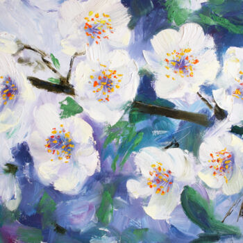 Painting titled "CHERRY BLOSSOMS" by Svetlana Samovarova (SA.LANA), Original Artwork, Oil