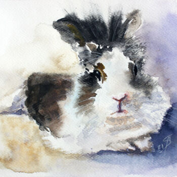 Peinture intitulée "Bunny 1" par Svetlana Samovarova (SA.LANA), Œuvre d'art originale, Aquarelle