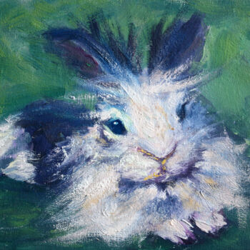 Painting titled "PURPLE RABBIT..." by Svetlana Samovarova (SA.LANA), Original Artwork, Oil