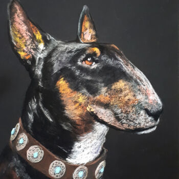 「BULL TERRIER...」というタイトルの描画 Svetlana Samovarova (SA.LANA)によって, オリジナルのアートワーク, パステル