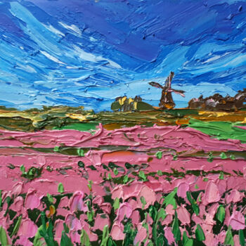 Painting titled "TULIP FIELDS V..." by Svetlana Samovarova (SA.LANA), Original Artwork, Oil