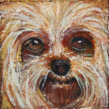 Painting titled "DOG 07.24" by Svetlana Samovarova (SA.LANA), Original Artwork, Oil