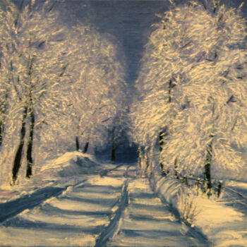 Painting titled "Way home. Winter" by Svetlana Samovarova (SA.LANA), Original Artwork, Oil
