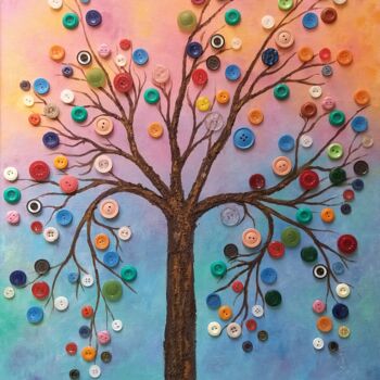 Painting titled "Money Tree." by Svetlana Samsonova, Original Artwork, Collages