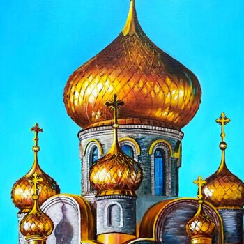 Pintura titulada "Golden domes of chu…" por Svetlana Samsonova, Obra de arte original, Oleo