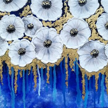 Pittura intitolato "White flowers on a…" da Svetlana Samsonova, Opera d'arte originale, Acrilico