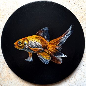 Schilderij getiteld "Gold fish." door Svetlana Samsonova, Origineel Kunstwerk, Olie