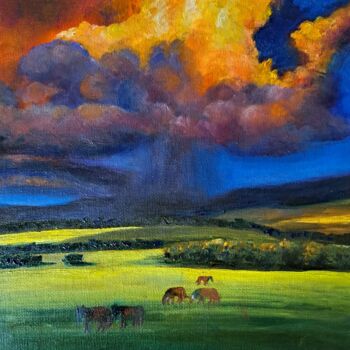 Malerei mit dem Titel "Thunderstorm." von Svetlana Samsonova, Original-Kunstwerk, Öl