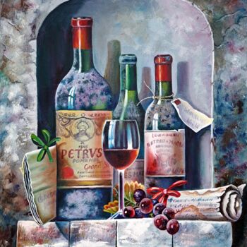 Картина под названием "Wine still life." - Svetlana Samsonova, Подлинное произведение искусства, Масло