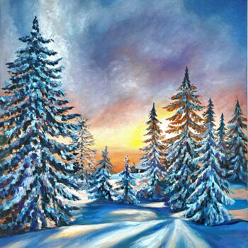 Pittura intitolato "Winter landscape." da Svetlana Samsonova, Opera d'arte originale, Olio