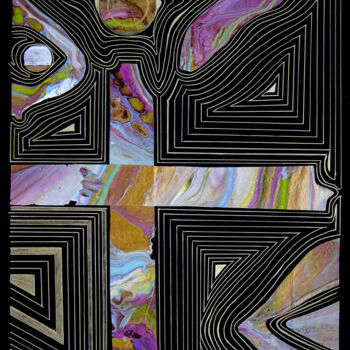 Collages intitolato "Metamorphosis, gold…" da Svetlana Saratova, Opera d'arte originale, Acrilico