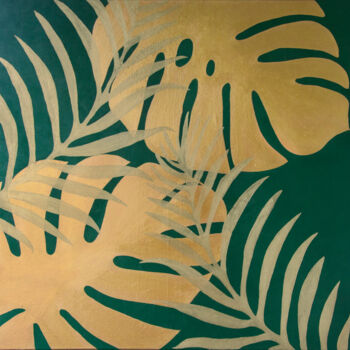 Pintura intitulada "Golden fern" por Svetlana Saratova, Obras de arte originais, Acrílico