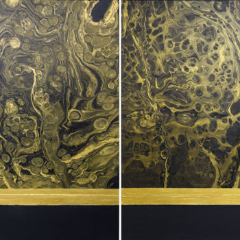 Schilderij getiteld "Black and gold abst…" door Svetlana Saratova, Origineel Kunstwerk, Acryl