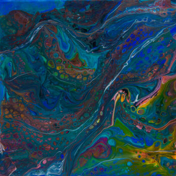 Painting titled "Blue spill, abstrac…" by Svetlana Saratova, Original Artwork, Acrylic