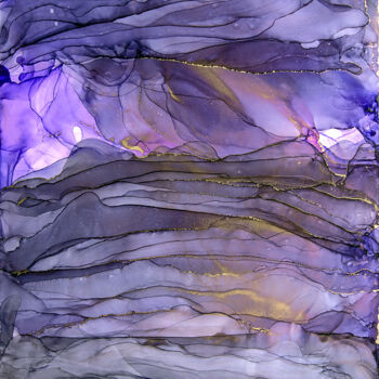 绘画 标题为“Lilac and gold abst…” 由Svetlana Saratova, 原创艺术品, 墨