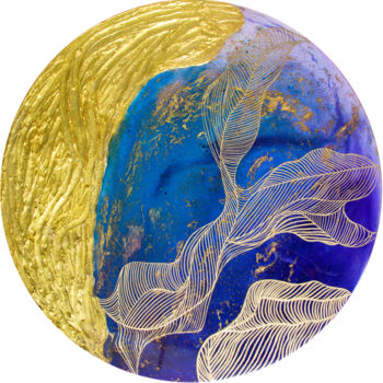 Painting titled "Gold algae in the w…" by Svetlana Saratova, Original Artwork, Acrylic