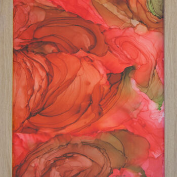 Painting titled "Red peony. Abstract…" by Svetlana Saratova, Original Artwork, Ink