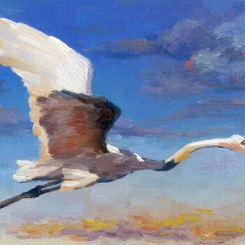 Ζωγραφική με τίτλο "Heron Painting Bird…" από Svetlana Shcherilya, Αυθεντικά έργα τέχνης, Λάδι Τοποθετήθηκε στο Άλλος άκαμπτ…