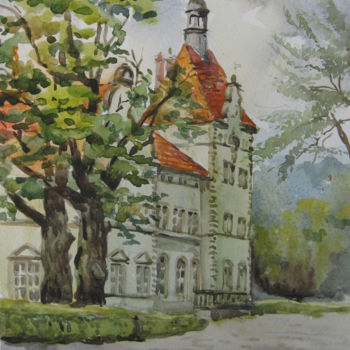 Painting titled "Замок графа Шенборн…" by Svetlana, Original Artwork, Watercolor