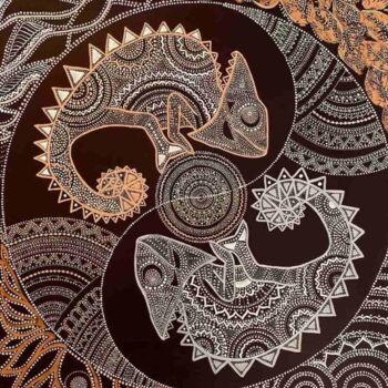 Картина под названием "Мандала Хамелеон" - Светлана Смолыч, Подлинное произведение искусства, Акрил