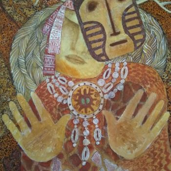 Gravures & estampes intitulée "The song of shaman." par Svetlana Sokol, Œuvre d'art originale, Impression numérique