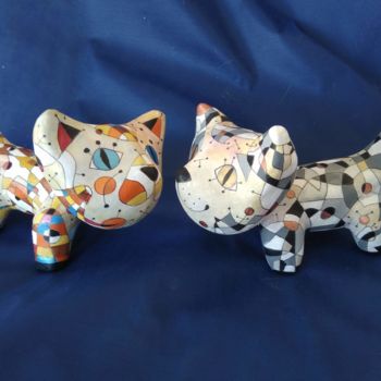 Sculpture titled "Funny kittens." by Svetlana Sokol, Original Artwork, Paper