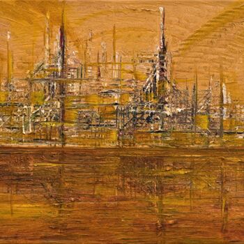 Painting titled "CITY OF GOLD" by Svetlana Sokolova, Original Artwork, Oil