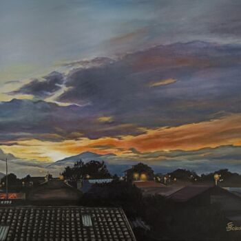 Painting titled "SUNSET IN CUENCA" by Svetlana Sokolova, Original Artwork, Oil