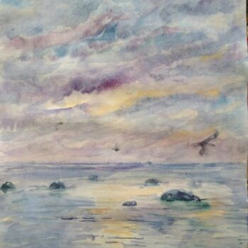 Картина под названием "Вечернее море" - Светлана Стафеева, Подлинное произведение искусства, Акварель