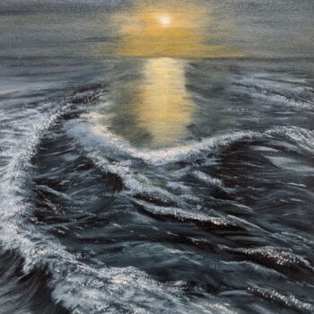 Peinture intitulée "Ночное море" par Svetlana Studenikina, Œuvre d'art originale, Huile Monté sur Carton